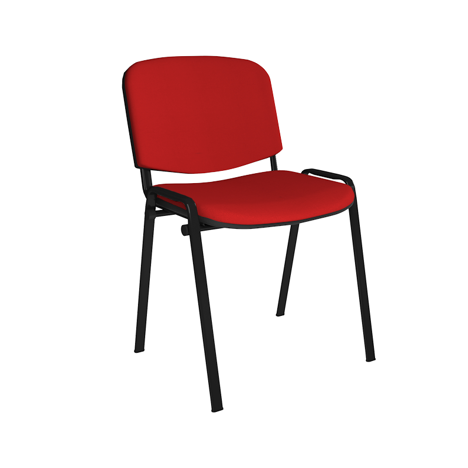 Stacking Side Chair - Black Frame - No Arms - Red