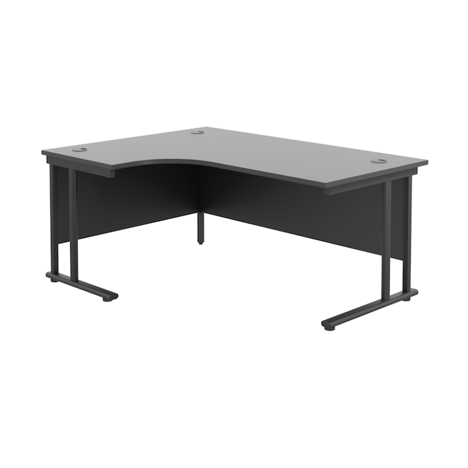 Twin Upright Radial Desk - Left Hand - 1800 - Black Frame - Black