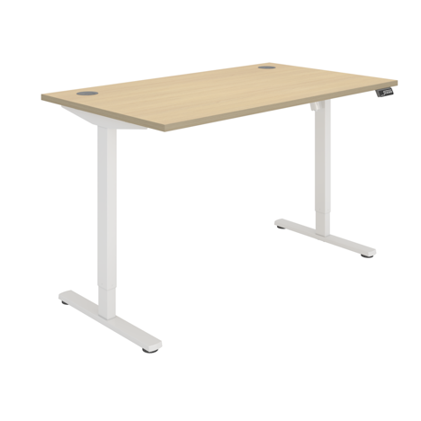 Core Sit-Stand Height Adjustable Desk (Single Motor) - 1400 - White Frame - Canadian Oak