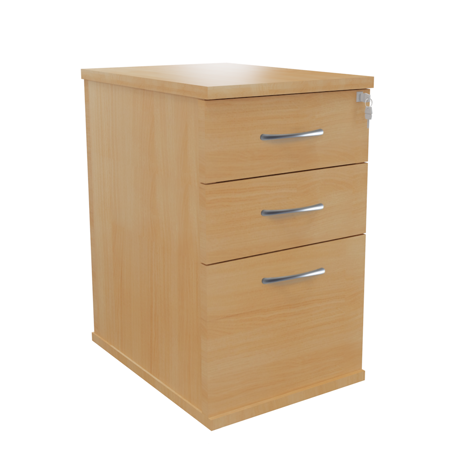 Platinum Range - Desk High Pedestals 3 Drawer - 600mm - Beech