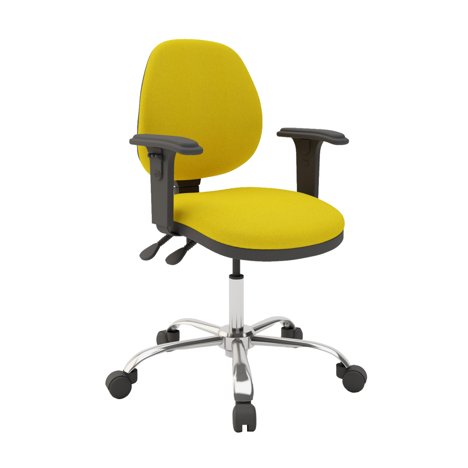 Medium Back Operator Chair - Chrome Base - Adjustable Arms
