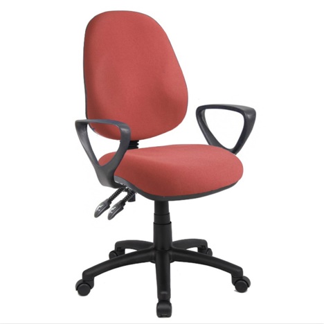 High Back Operator Chair - Fixed Look Arms - Burgundy