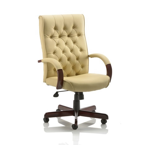 Chesterfield Leather Executive Chair - Cream Leather