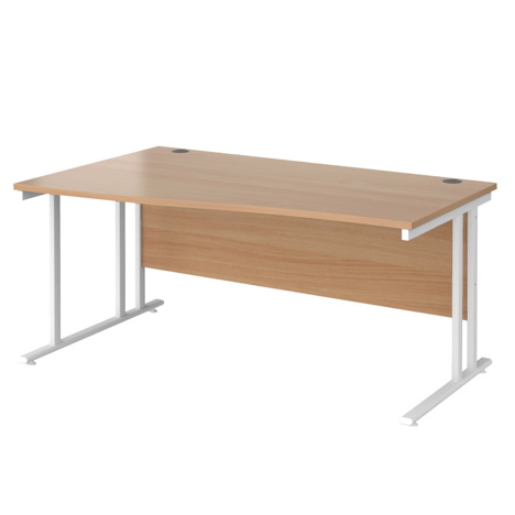 Wave Cantilever Workstation - 1600 - Left Hand - White - Beech
