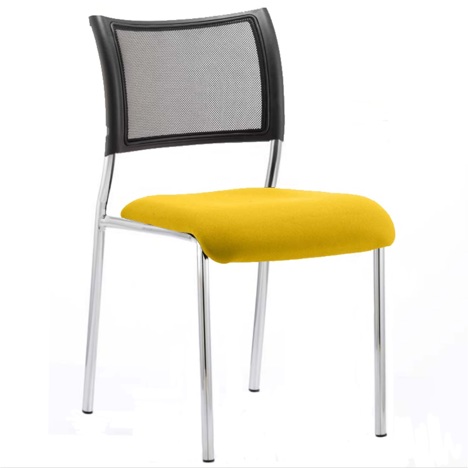 Brunswick Medium Back Chair - No Arms - Chrome legs - Senna Yellow