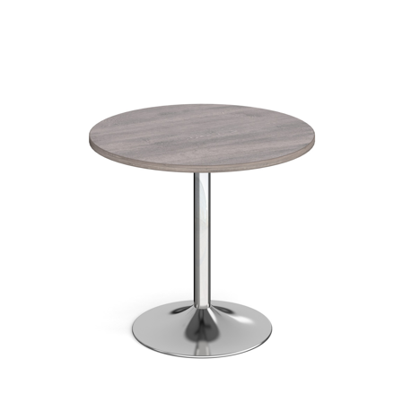 Genoa Circular Dining Table - Chrome - Grey Oak