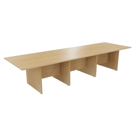 Rectangular Conference Tables with Straight Modesty Panel and Panel End Leg - 3600mm - Oak