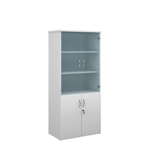 Combination Display Cupboards with Glass Upper Doors - 1440mm High - One Shelf - White