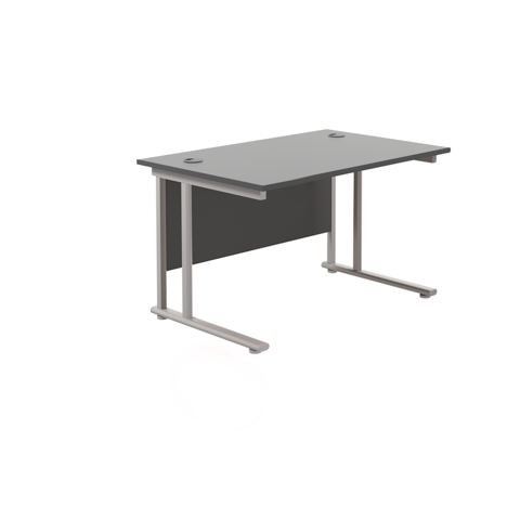 Rectangular Workstation 800mm Deep - W1200 - Silver Frame - Black