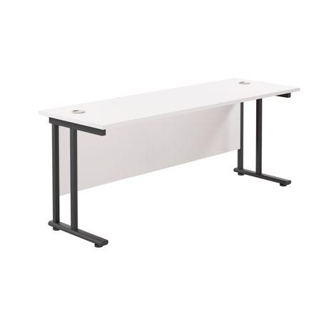 Rectangular Workstation 600mm Deep - W1800 - Black Frame - White