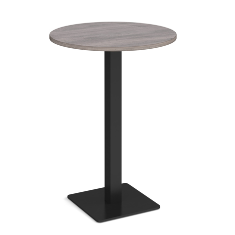 Brescia Circular Poseur Table - 800mm - Black Frame - Grey Oak