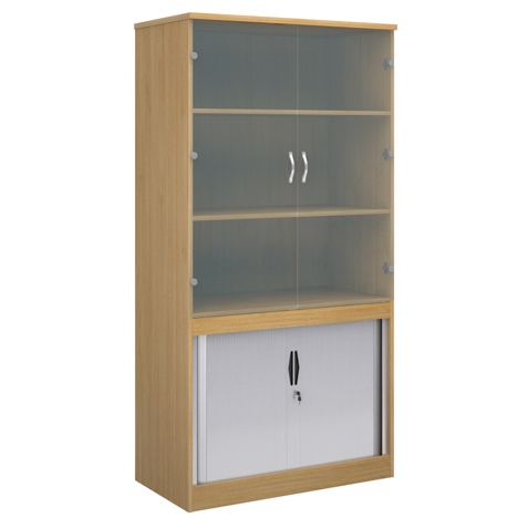 Combination Display Tambour - Glass Doors - 2000mm - Oak