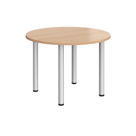 Circular Radial Leg Meeting Table - 1000 - Silver - Beech