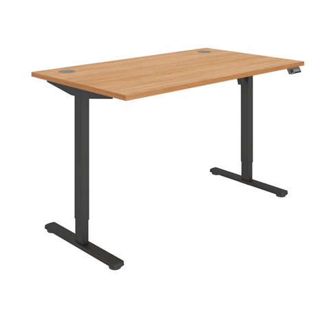 Core Sit-Stand Height Adjustable Desk (Single Motor) - 1400 - Black Frame - Norwegian Beech