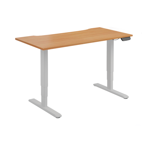 Electric Sit-Stand Desk with Dual Motors - 1600 - Silver Frame - Beech