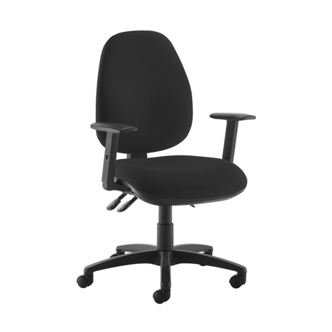Jota XL Fabric Back Operator Chair - Height Adjustable Arms - Black