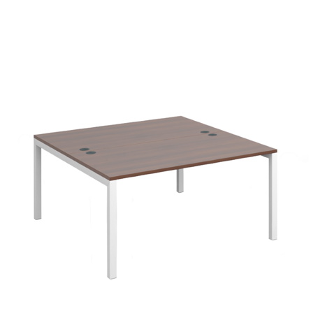 Connex Back to Back Desks - 1400 - White Frame - Walnut