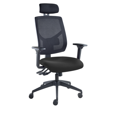 Vision High Back Mesh Chair - Headrest - Adjustable Arms - Havana