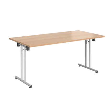 Rectangular Folding Leg Table - 1600 - Silver - Beech
