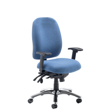 Heavy Duty Posture Chair - No Head Rest - Chrome Base - Blue