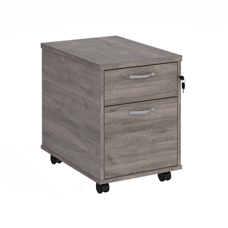 Mobile Under Desk Pedestal - 2 Drawer - Grey Oak