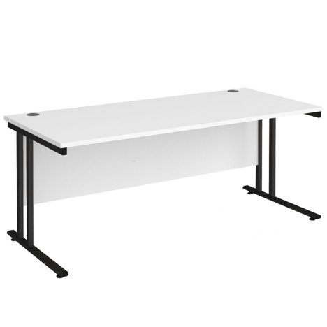 VDU Cantilever Workstation - No Drawers - 1800mm - Black - White