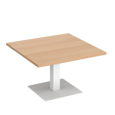 Brescia - Square Coffee Table with Flat Square Base - 800 - White - Barcelona Walnut