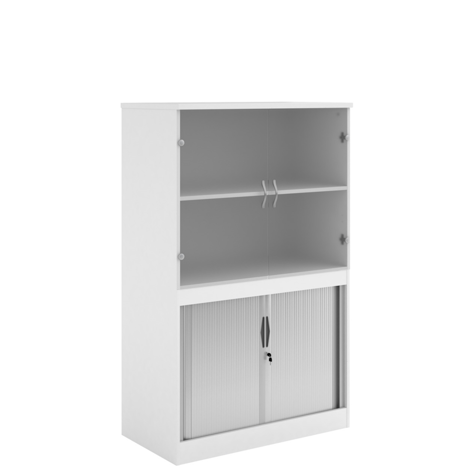 Combination Display Tambour - Glass Doors - 1600mm - White
