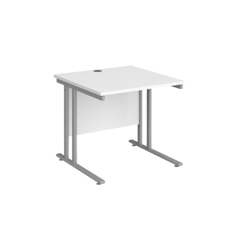 VDU Cantilever Workstation - No Drawers - 800mm - Silver - White