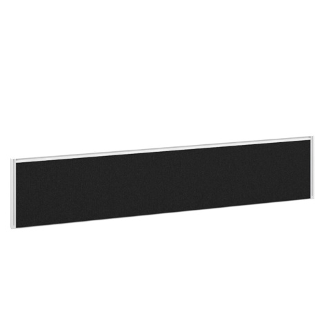 Straight Fabric Desktop Screen with White Aluminium Frame - 1800mm - Charcoal