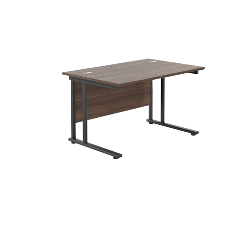Rectangular Workstation 800mm Deep - W1200 - Black Frame - Dark Walnut