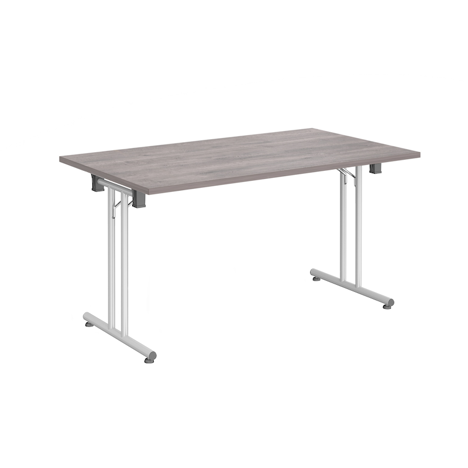 Rectangular Folding Leg Table - 1400 - White - Grey Oak