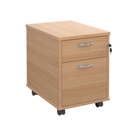 Mobile Under Desk Pedestal - 2 Drawer - Beech