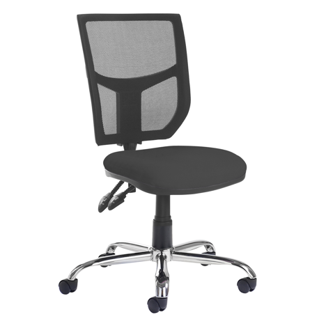 Altino Mesh Back Operator Chair - Chrome Base - No Arms - Black