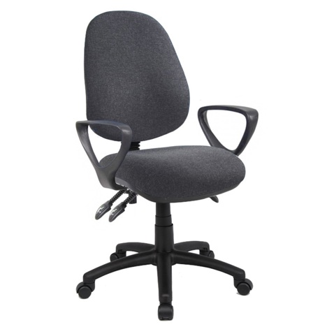 Vantage 200 Fabric Operator Chair - Fixed Loop Arms - Charcoal
