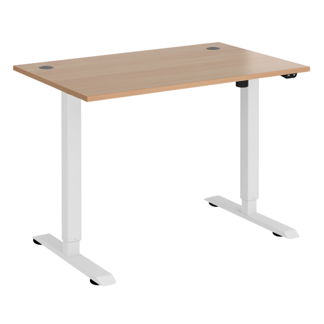 Electric Ergonomic Sit-Stand Workstation - 1200 - White Frame - Beech