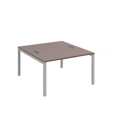 Connex Back to Back Desks - 1200 - Silver Frame - Walnut