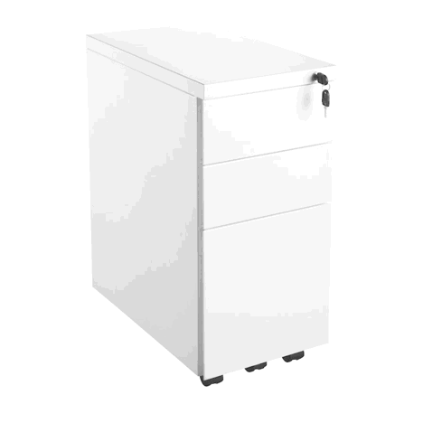 Metal Mobile Pedestal - Slim - White