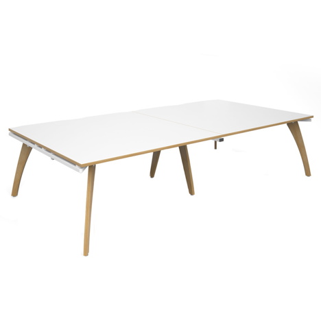 Fuze Rectangular Boardroom Tables - 3200mm - White Top - Oak Edging