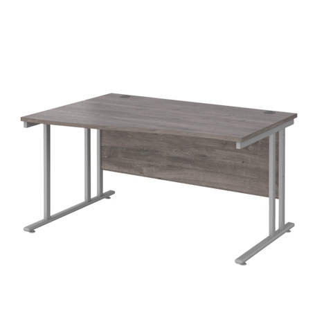Wave Cantilever Workstation - 1400 - Left Hand - Silver - Grey Oak