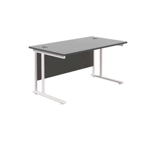 Rectangular Workstation 800mm Deep - W1400 - White Frame - Black