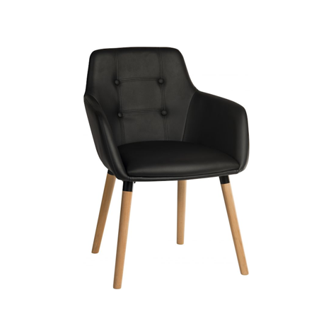 Four Legged Reception Chair - Black PU