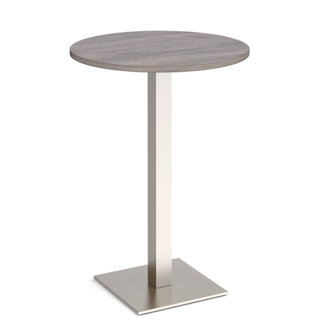 Brescia Circular Poseur Table - 800mm - Brushed Steel Frame - Grey Oak