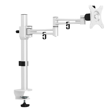 Luna Flat Screen Single Monitor Arm - White