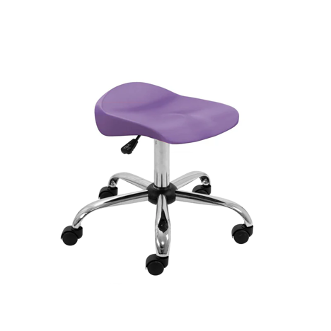 Titan Swivel Junior Stool with Chrome Base and Castors - Purple