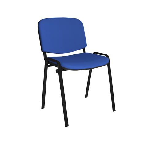Stacking Side Chair - Black Frame - No Arms - Blue