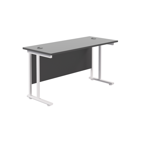 Rectangular Workstation 600mm Deep - W1400 - White Frame - Black