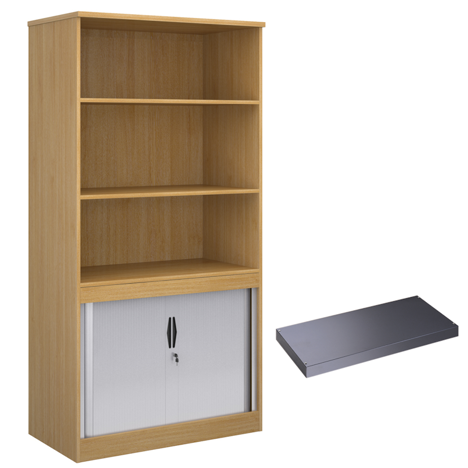 Combination Display Tambour - 2000mm - With Tambour Shelf - Oak
