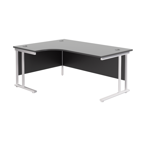 Twin Upright Radial Desk - Left Hand - 1800 - White Frame - Black