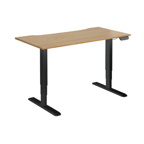 Electric Sit-Stand Desk with Dual Motors - 1600 - Black Frame - Oak